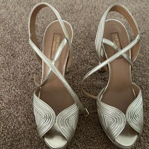Aquazzura Metallic Silver Strappy Heels